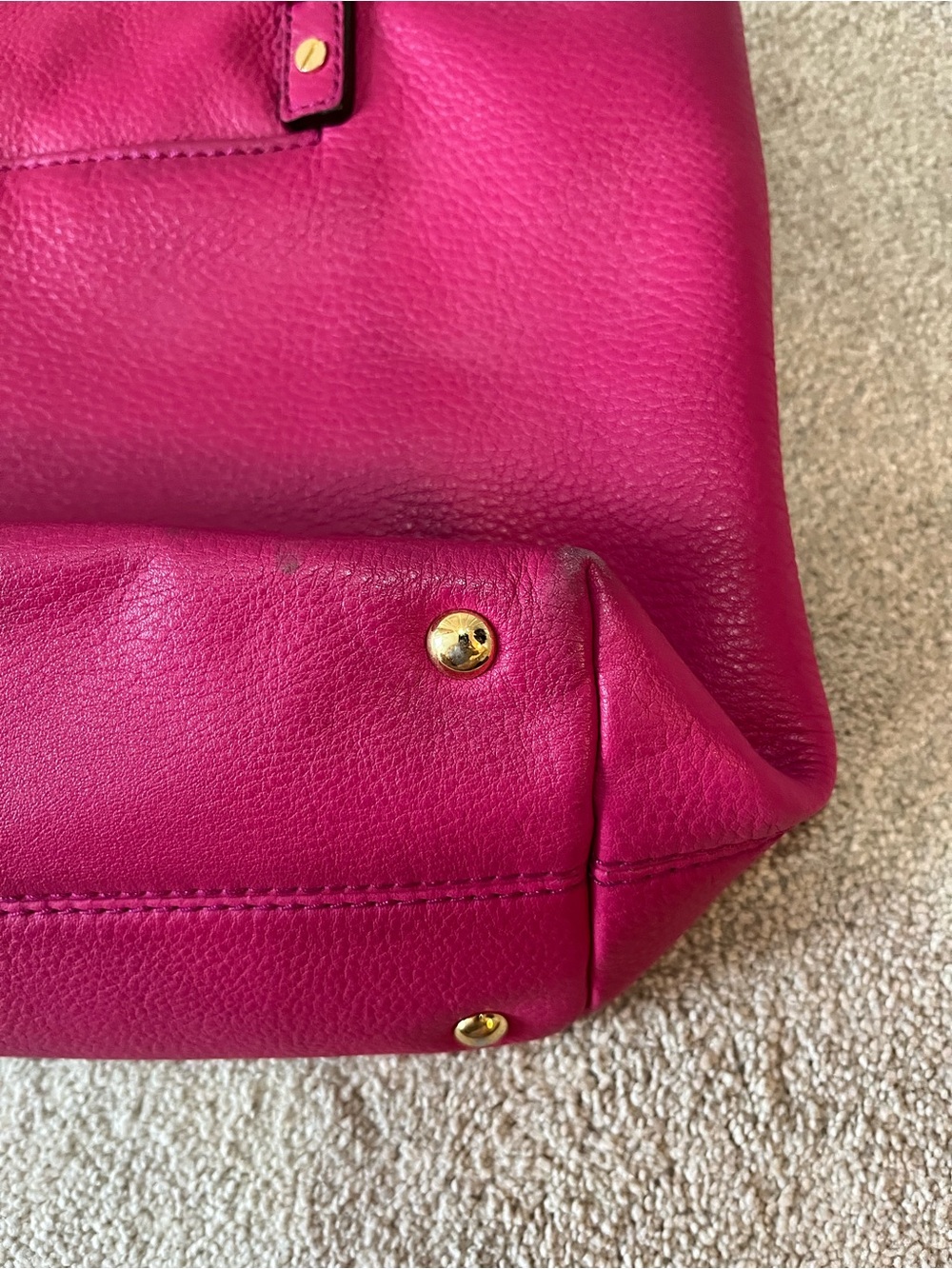 Michael Kors Fuchsia Leather Tote with Gold Chain Details - Picture 10 of 15